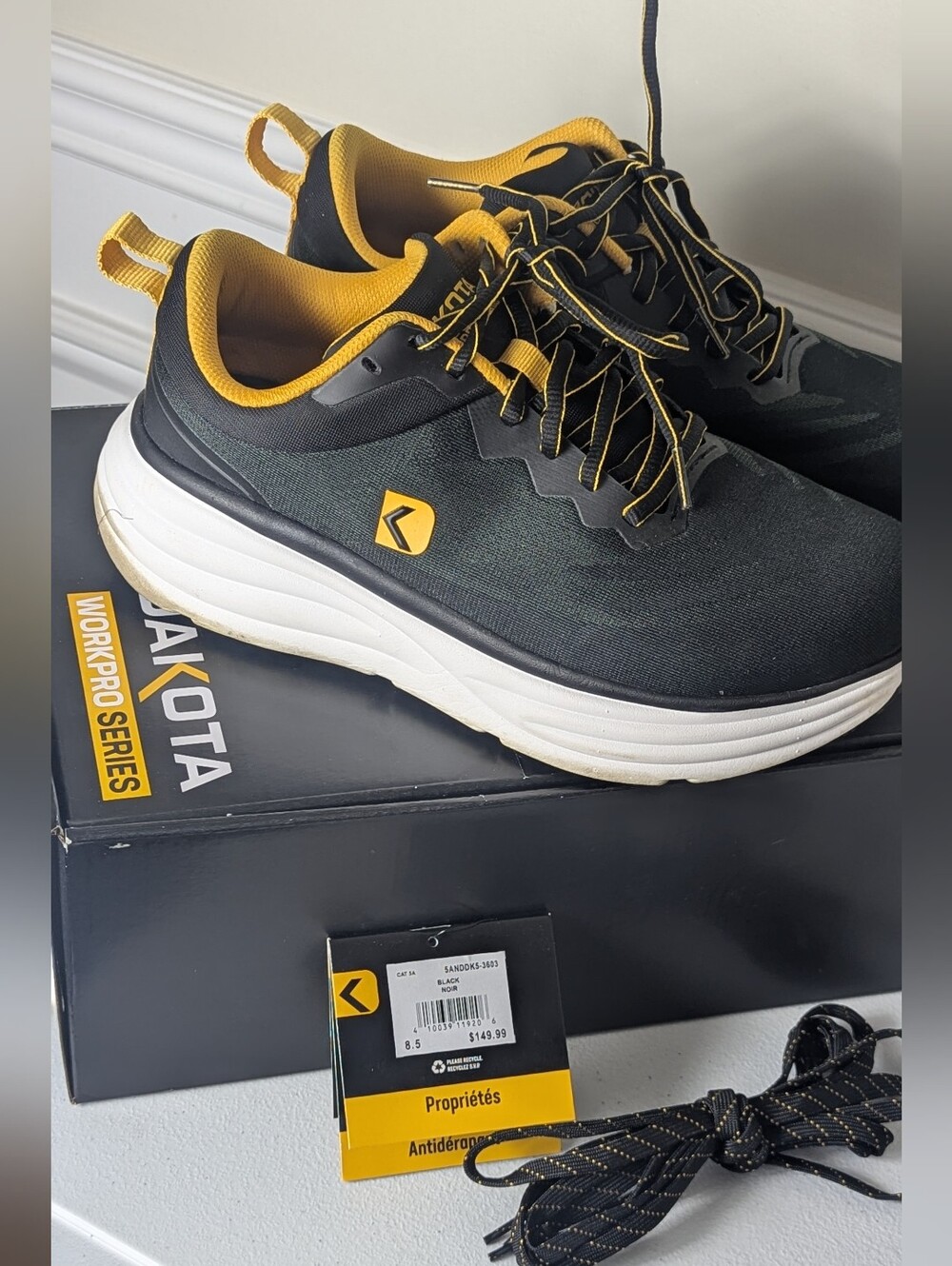 ​Dakota Tarantula Anti-Slip FreshTech Work Athletic Shoes Black Yellow Mens 9